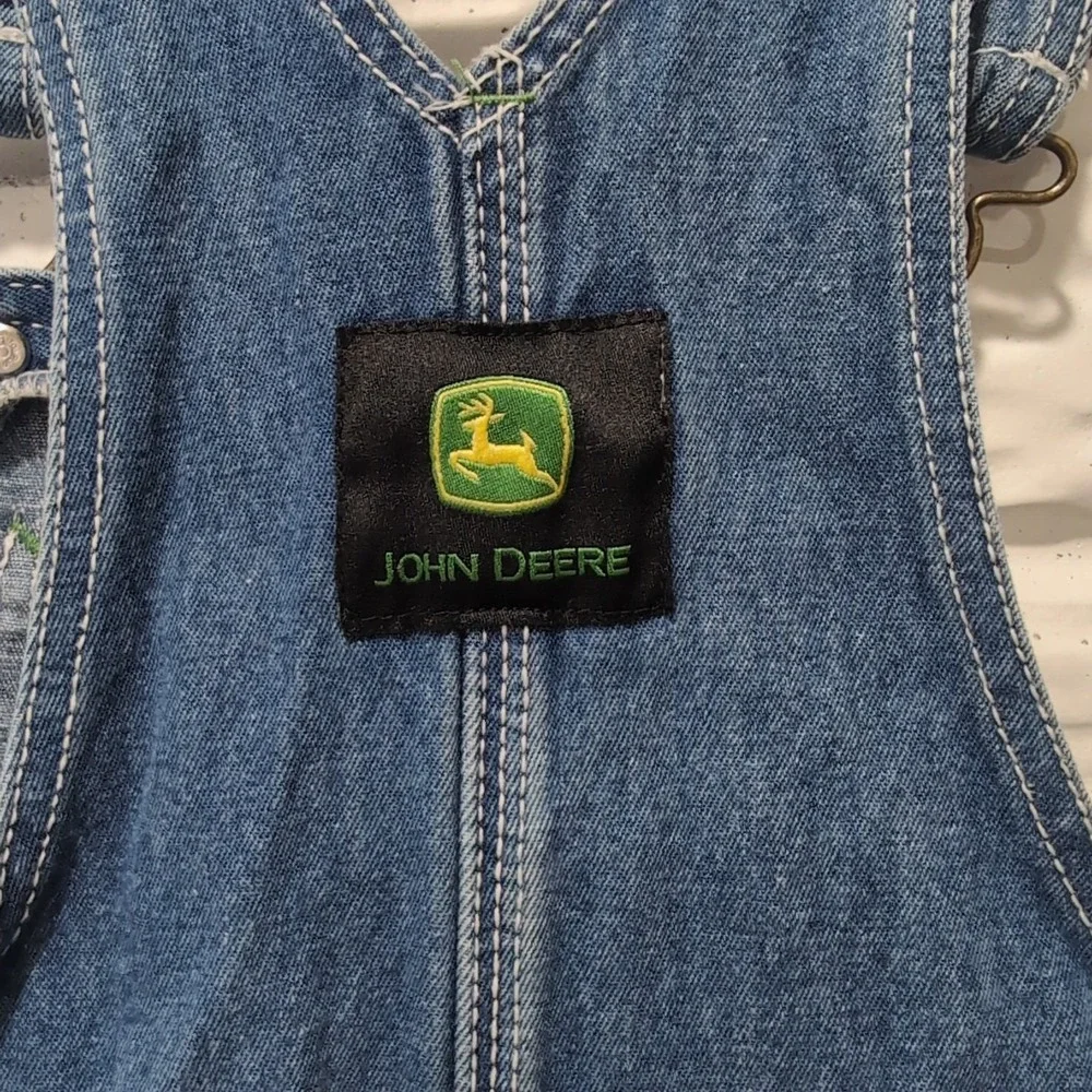 John Deere Denim Jean Bib Overalls Kids Youth Size 5 Outdoor Farmer Tractor Logo